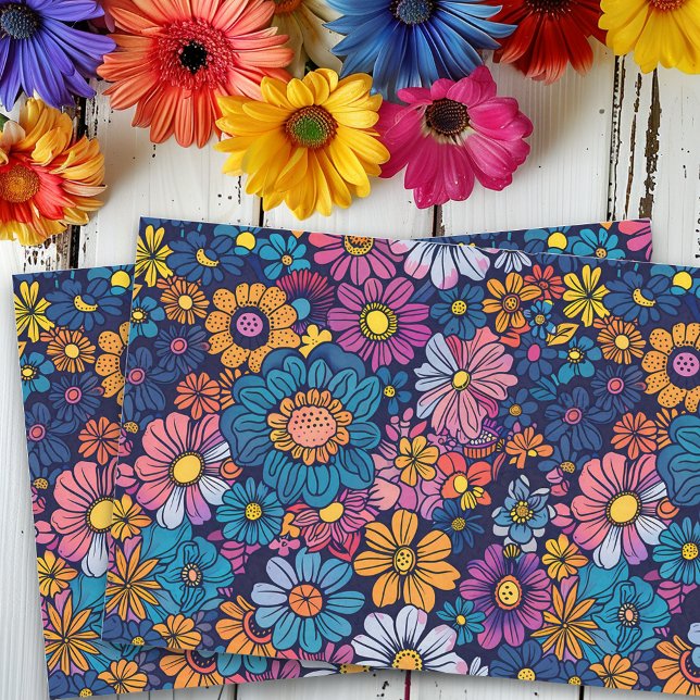 Boho Retro Foral Flower 70s Bold Tissue Paper (Creator Uploaded)