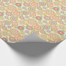 Boho Retro Funky Flowers Floral Pattern (Cream)