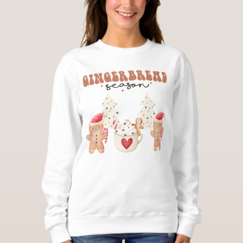 Boho Retro Gingerbread Man Christmas Tree  Sweatshirt
