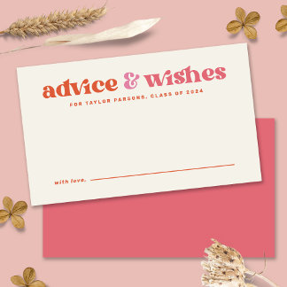 Boho Retro Graduation Advice and Wishes Card