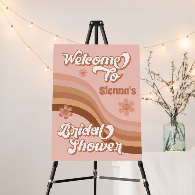 Boho Retro Groovy 70s Bridal Shower Welcome Sign (In Situ (Stand))