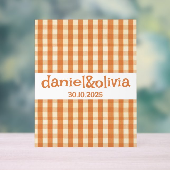 Boho Retro Groovy Colorful Wavy Wedding Acrylic Sign (Neutral)