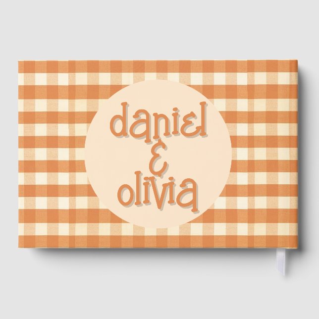 Boho Retro Groovy Colorful Wavy Wedding Foil Guest Book (Back)