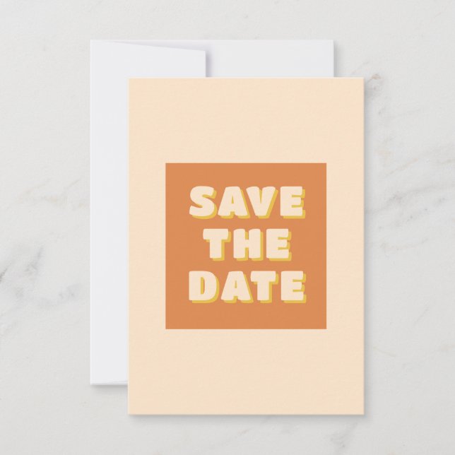 Boho Retro Groovy Colorful Wavy Wedding Save The Date (Front)