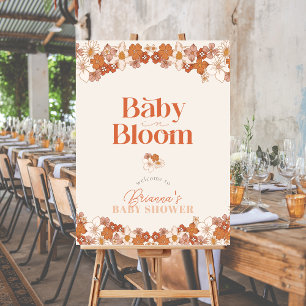Boho Retro Groovy Floral Baby Shower Welcome Foam Board