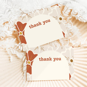 Boho Retro Groovy Floral Thank You Card