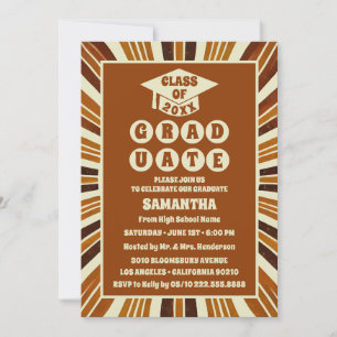 Boho Retro Groovy Graduation Party Invitation
