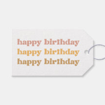 Boho Retro Happy Birthday Gift Tag