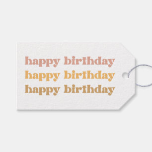 Boho Retro Happy Birthday Gift Tag
