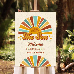 Boho Retro Here Comes the Son Baby Shower Foam Board