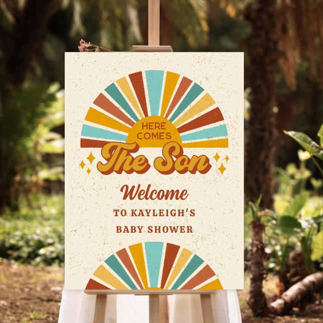 Boho Retro Here Comes the Son Baby Shower Foam Board (Creator Uploaded)