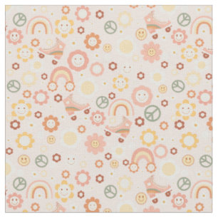 boho retro hippie groovy pastel  fabric