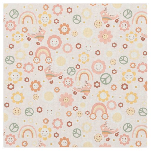 boho retro hippie groovy pastel  fabric