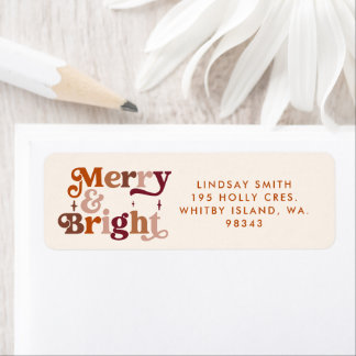 Boho Retro Merry and Bright Label