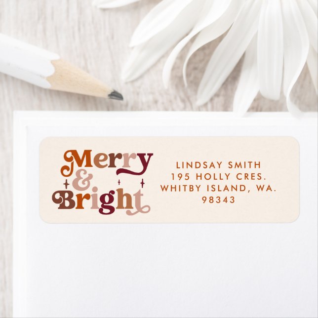 Boho Retro Merry and Bright  Label (Insitu)