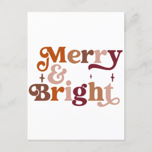 Boho Retro Merry and Bright Postcard