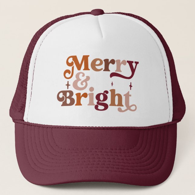 Boho Retro Merry and Bright Trucker Hat (Front)