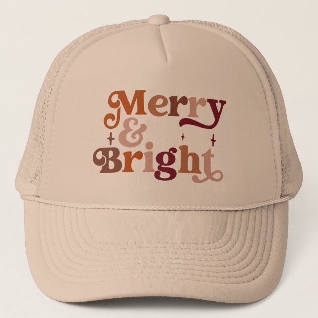 Boho Retro Merry and Bright Trucker Hat (Front)