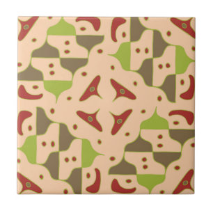 Boho Retro Modern Graphic Ceramic Tile