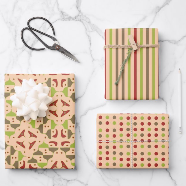 Boho Retro Modern Graphic Wrapping Paper Sheets (Front)