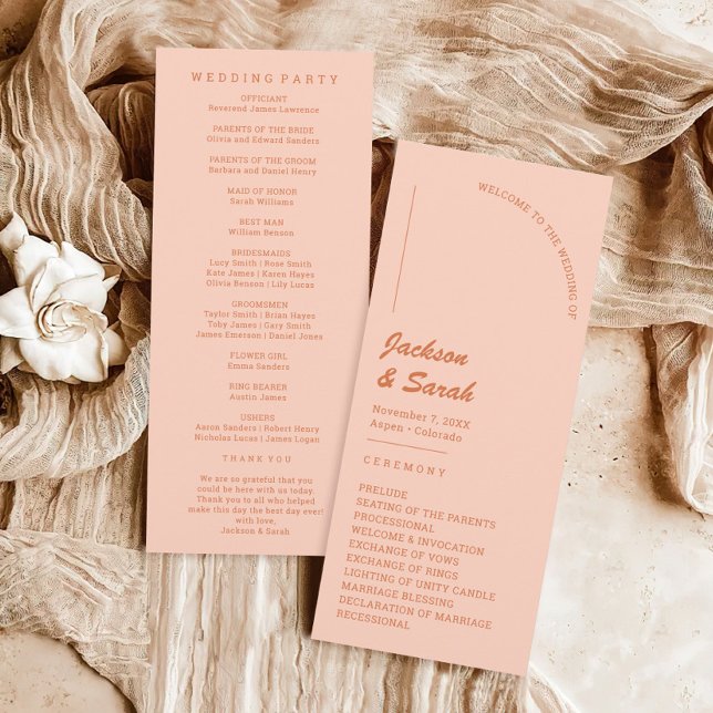 Boho Retro Orange Wedding  Program (Creator Uploaded)