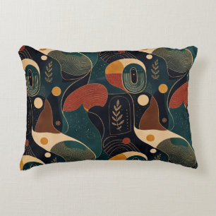 Boho Retro Organic Shapes in Navy Teal Terracotta Accent Pillow