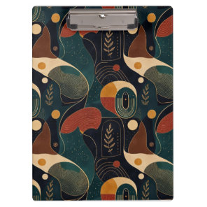 Boho Retro Organic Shapes in Navy Teal Terracotta  Clipboard
