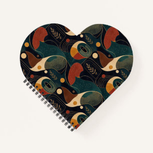 Boho Retro Organic Shapes in Navy Teal Terracotta  Notebook