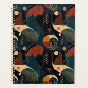 Boho Retro Organic Shapes in Navy Teal Terracotta  Planner