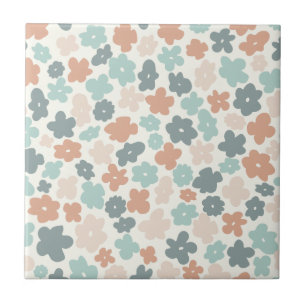 Boho retro pastel flower print ceramic tile