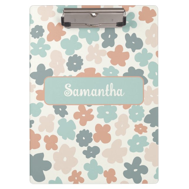 Boho retro pastel flower print  clipboard (Front)