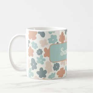 Boho retro pastel flower print coffee mug