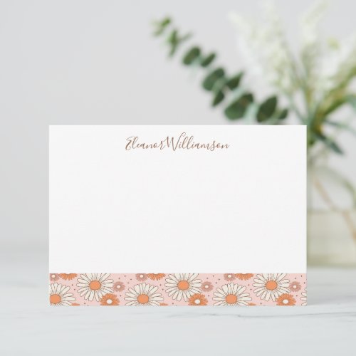 Boho Retro Pastel Pink Floral Custom Shower  Thank You Card