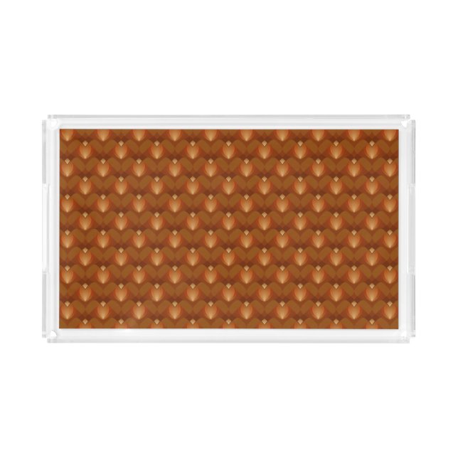 Boho Retro Pattern in 70s Style Acrylic Tray (Front)