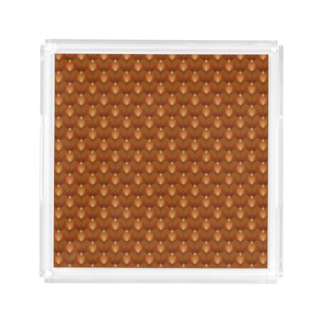 Boho Retro Pattern in 70s Style Acrylic Tray (Front)
