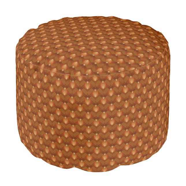 Boho Retro Pattern in 70s Style Pouf (Angled Front)