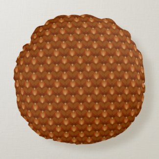Boho Retro Pattern in 70s Style Round Pillow