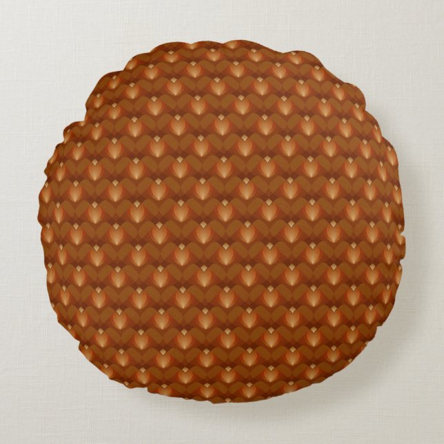 Boho Retro Pattern in 70s Style Round Pillow (Front)