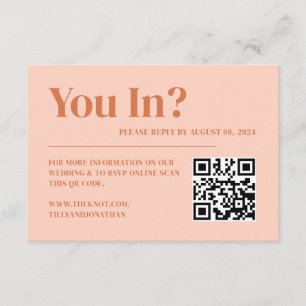 Boho Retro Peach Orange Wedding Webiste Enclosure Card