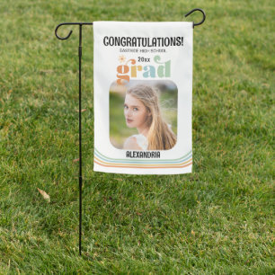 Boho Retro Photo Congratulations Graduate Garden Flag