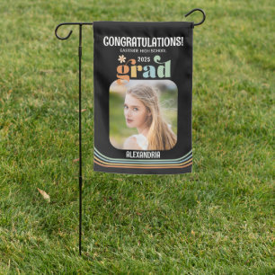 Boho Retro Photo Congratulations Graduate Garden Flag