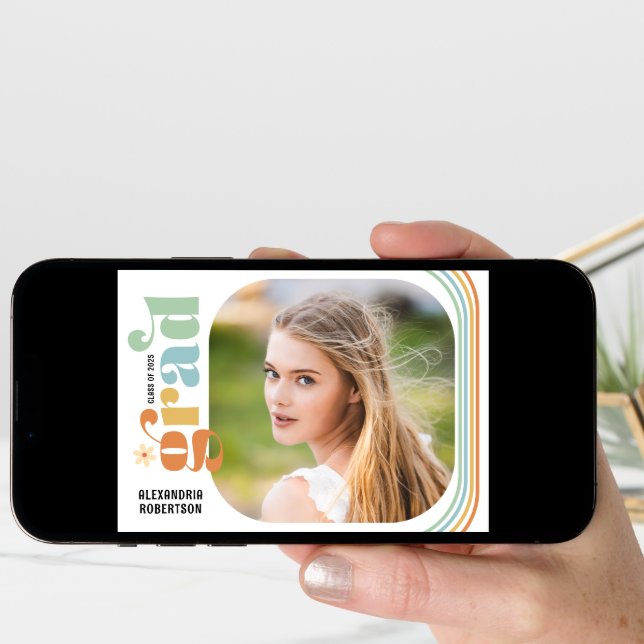 Boho Retro Photo Graduation Announcement (Front Digital)