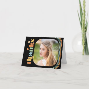 Boho Retro Photo Graduation Foldover Letterpress Thank You Card