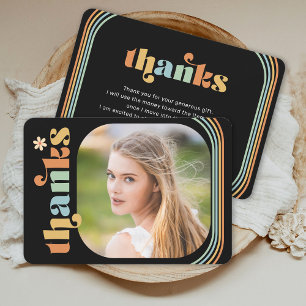 Boho Retro Photo Graduation Thank You Card