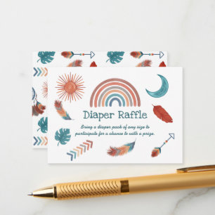 Boho Retro Rainbow Baby Shower Diaper Raffle Enclo Enclosure Card