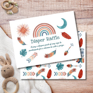 Boho Retro Rainbow Baby Shower Diaper Raffle Enclo Enclosure Card