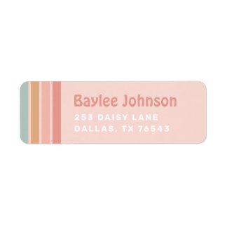 Boho Retro Rainbow Birthday Party Return Address Label