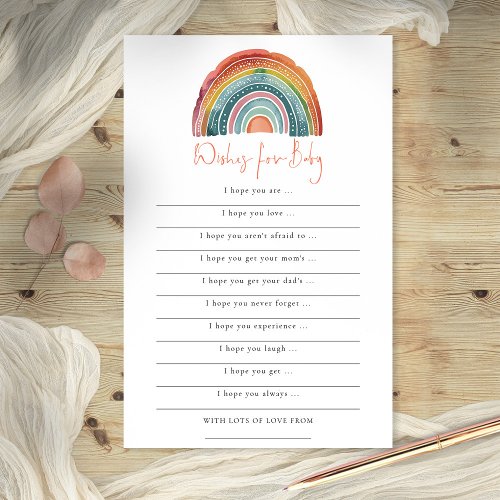 Boho Retro Rainbow Wishes for Baby Shower Game Flyer