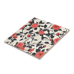 Boho Retro Rose Ceramic Tiles  For Kitchen Floor