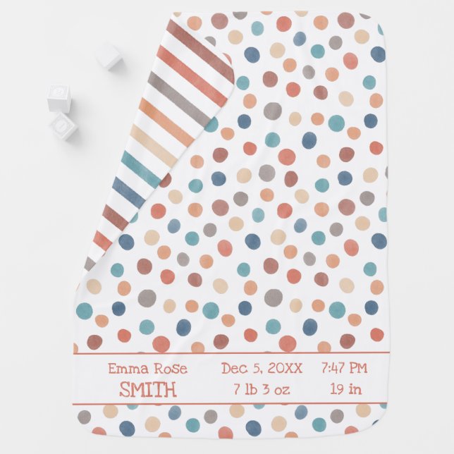 Boho Retro Stats Pattern Baby Blanket (In Situ)